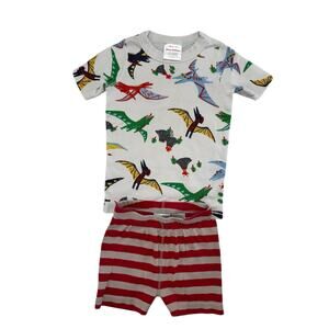 HANNA ANDERSSON Pterodactyl Flying Dino Pajama Set Size 4 100 Stripe Bottom